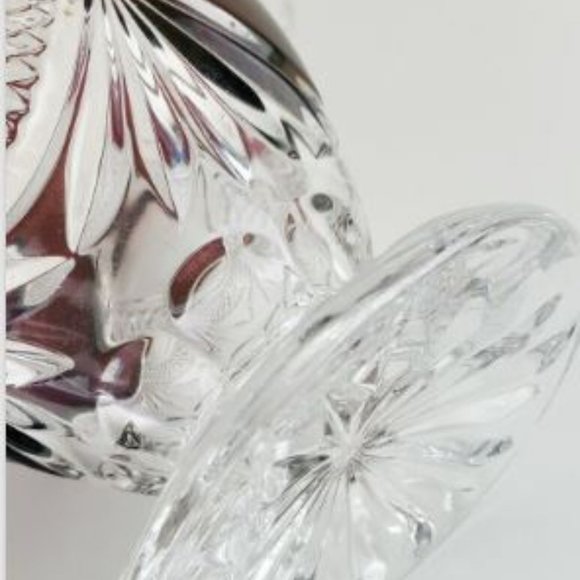 Lead Crystal Water Pitcher Vintage 9" Holiday Clear Cranberry Ruby Red Elegant - Picture 8 of 10